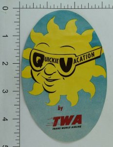 1940's-50's Trans World Airlines Quickie Vacation Luggage Label Original E19