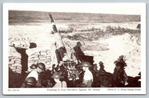 US Army  Training in Gun Elevation Against Air Attack   Postcard