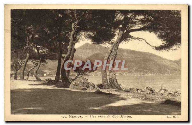 Old Postcard Menton View from Cap Martin