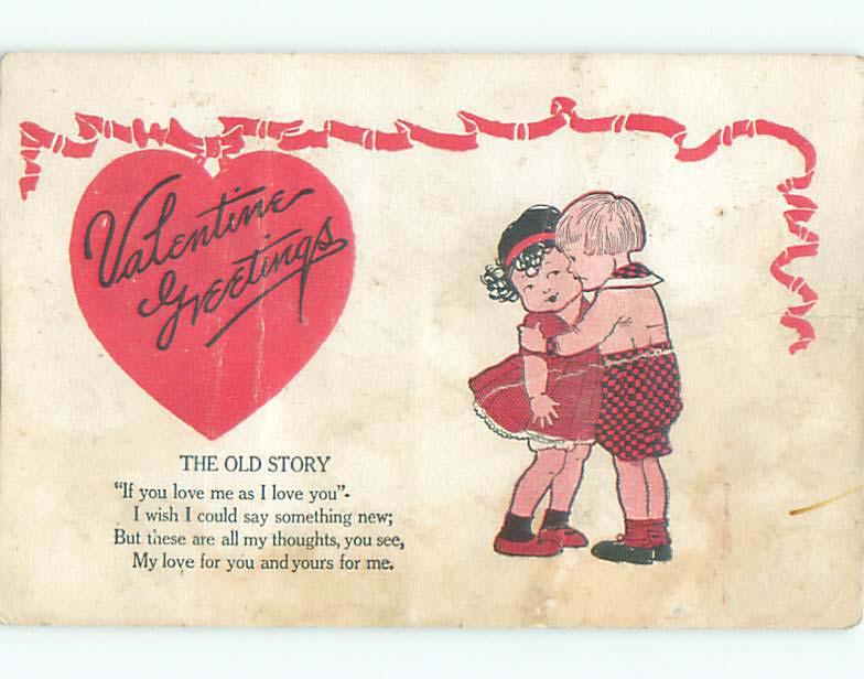 Pre-Linen valentine CUTE GIRL GETS HUGGED BY BOY J0714