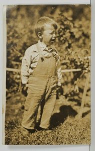 RPPC Adorable Crying Boy Real Photo c1910 Postcard O7