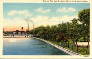 Indiana South Bend Howard Park and St Joseph River Curteich