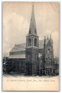 c1905's St. Patrick's Church Grand Avenue Building Tower New Haven CT Postcard