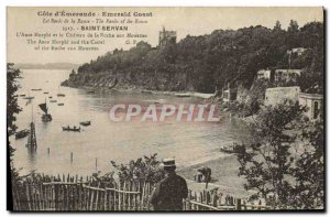 Old Postcard Saint Servan Murphi The cove and the castle rock seagulls