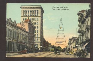 SAN JOSE CALIFORNIA DOWNTOWN SANTA LCLARA AVE. STREET SCENE VINTAGE POSTCARD