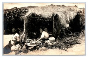 RPPC Women Making Tortillas Mexico UNP Postcard W8