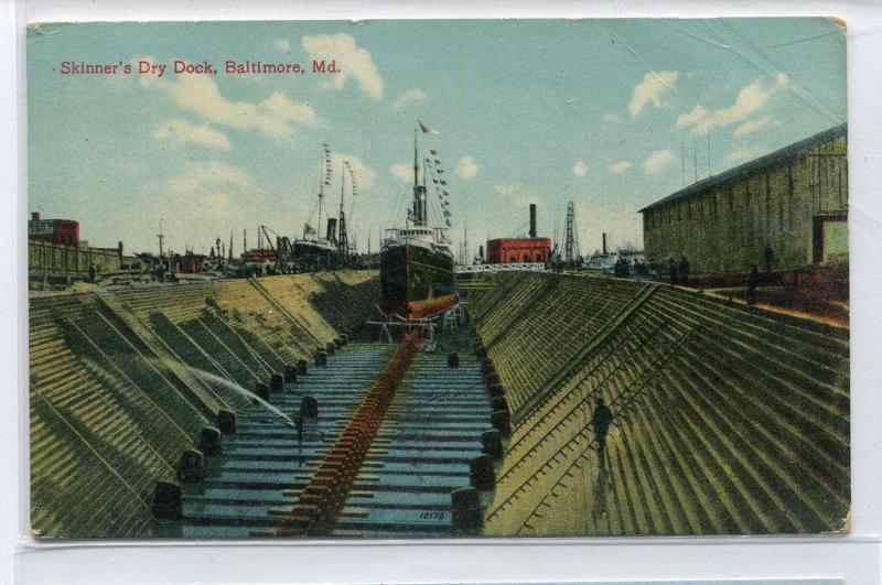 Skinner's Dry Dock Ship Baltimore Maryland 1912 postcard