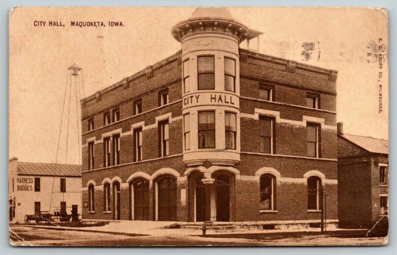 Maquoketa Iowa~City Hall~Emergency Bell Tower~Barness & Buggy Shop~1911 Sepia PC