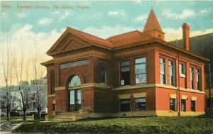 c1907 Postcard; Carnegie Library, The Dalles OR Wasco County unposted