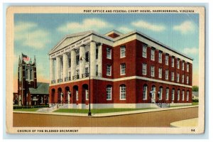 Post Office And Federal Court House Building Harrisonburg Virginia VA Postcard