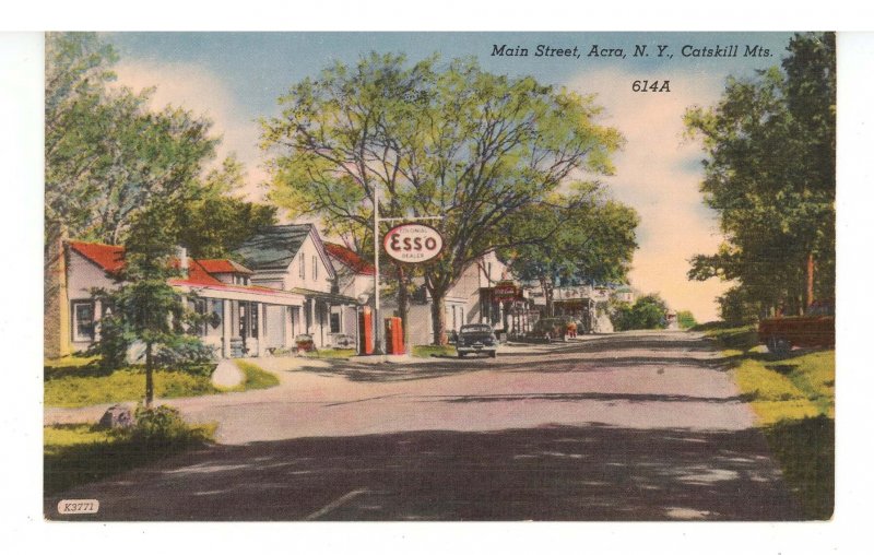 NY - Catskills, Acra.  Esso Gas Station on Main Street ca 1949