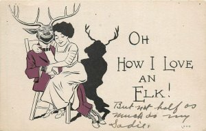 Postcard 1909 Elk Fraternal romance Woman Benham TP24-744