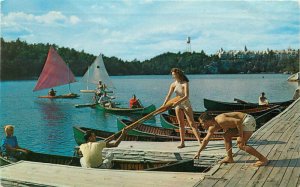 New York Lake Minnewaska Swimming Boating Sailing Hannah 1961 Postcard 22-10215