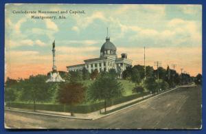 Confederate Monument Montgomery and Capitol Alabama al postcard