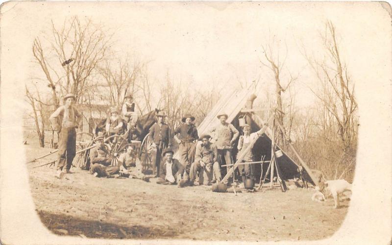 D63/ Occupational RPPC Real Photo Postcard c1910 Work Crew Camp Tents 18