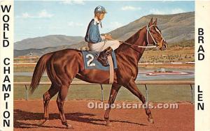 World Champion Brad Len, 1967 Edmond, Oklahoma, OK, USA Horse Racing Unused 