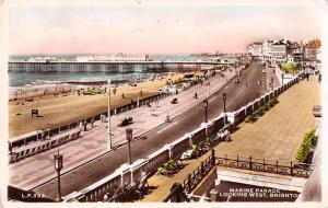 Brighton Sussex England air view Marine Parade tinted real photo pc Y13634