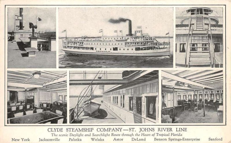 Clyde Steamship Co St Johns River Line Steamer Ship Multiview Postcard AA69803