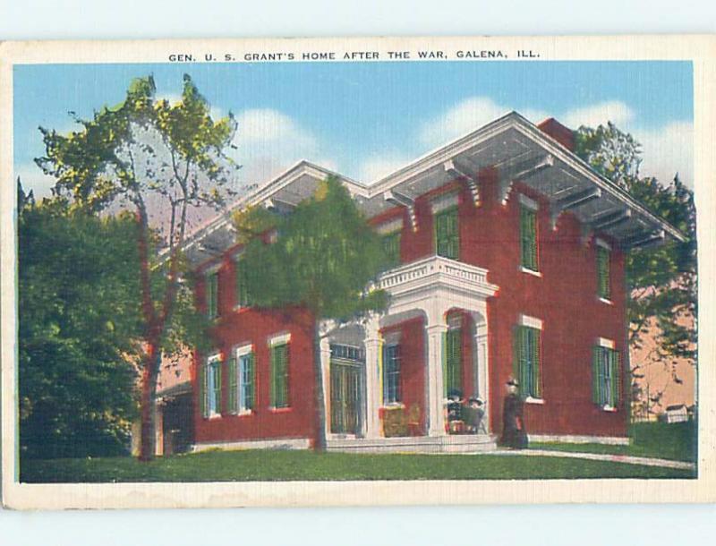 Linen GENERAL GRANT HOUSE AFTER CIVIL WAR Galena Illinois IL G1933