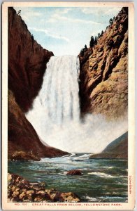 1915 Great Falls From Below Yellowstone Park Waterfalls Posted Postcard