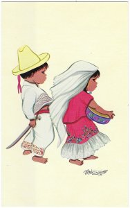 Adorable Boy and Girl in Mexican Costume Marcolor of Mexico