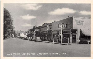 Mountain Home Idaho Main Street, Looking West De Meyer Drugs Postcard U2842