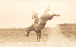 J45/ Miles City Montana RPPC Postcard c20s Rodeo Goat Getter Cowboy 84