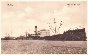 Romania 1931 Braila Harbor Bucegi ship Steamboat postcard