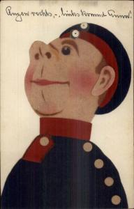 Belgian Soldier WWI? Felt Caricature Novelty Art Vintage Card - Blank Backside