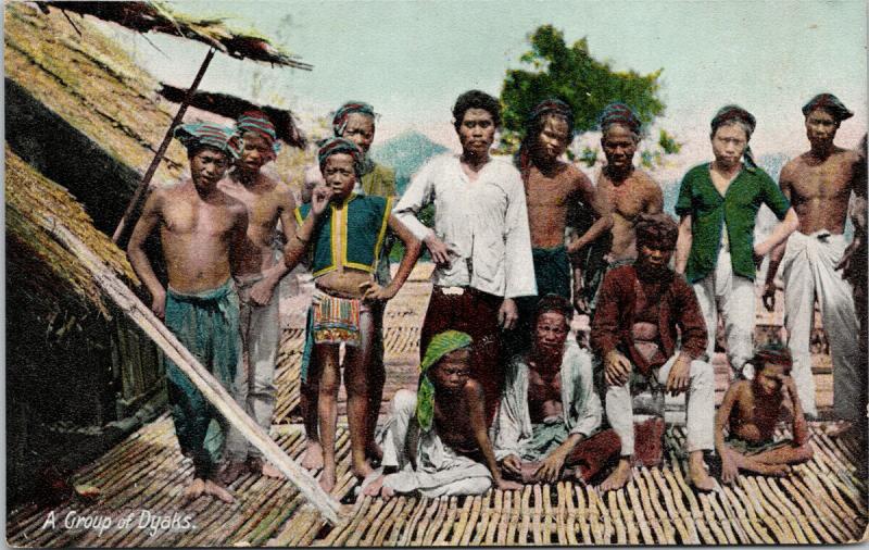 Group of Dyaks Borneo Malaysia Dayaks SPG No 108 Series 9 Postcard E45