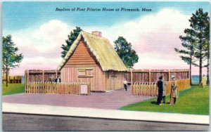 M-3196 Replica of First Pilgrim House at Plymouth Massachusetts