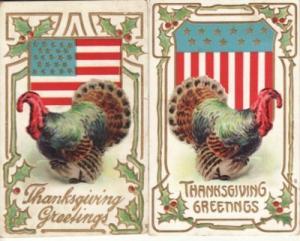 THANKSGIVING   PATRIOTIC TURKEYS  2 postcards
