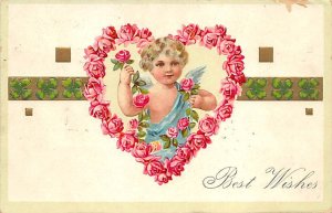 Best wishes Angel inside of a flowered shaped heart D.P.O. , Discontinued Pos...