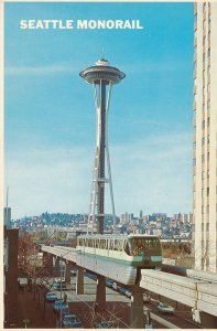 Seattle WA, Washington - Monorail Train - Space Needle - Roadside