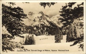 Rainier Nat'l Park Washington WA Paradise Inn Winter Real Photo Vintage Postcard