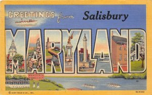 Salisbury Maryland 1952 LARGE LETTER Greetings Postcard by Curt Teich