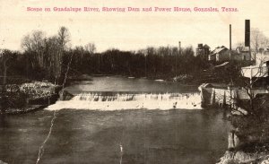 Vintage Postcard 1913 Guadalupe River Dam & Power House Gonzales Texas TX