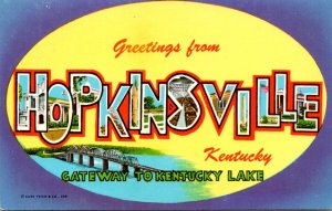Kentucky Greetings From Hopkinsville Large Letter Chrome Curteich