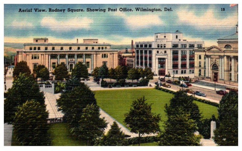 Delaware  Wilmington  Aerial View Rodney Square showing Post Office