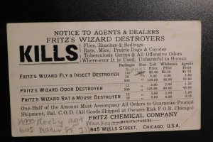 Mint USA Advertising Postcard Fritz Wizard Destroyers Bug Chemical Company