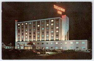 1965 TREADWAY INN at NIGHT NEON SIGN NIAGARA FALLS NY FUNNY MESSAGE POSTCARD