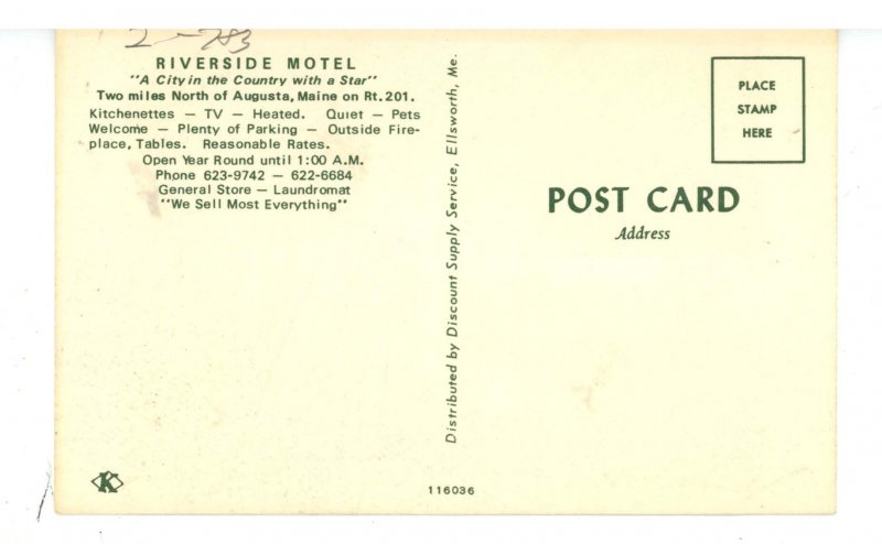 ME - Augusta. Riverside Motel Multi-View  ca 1960's