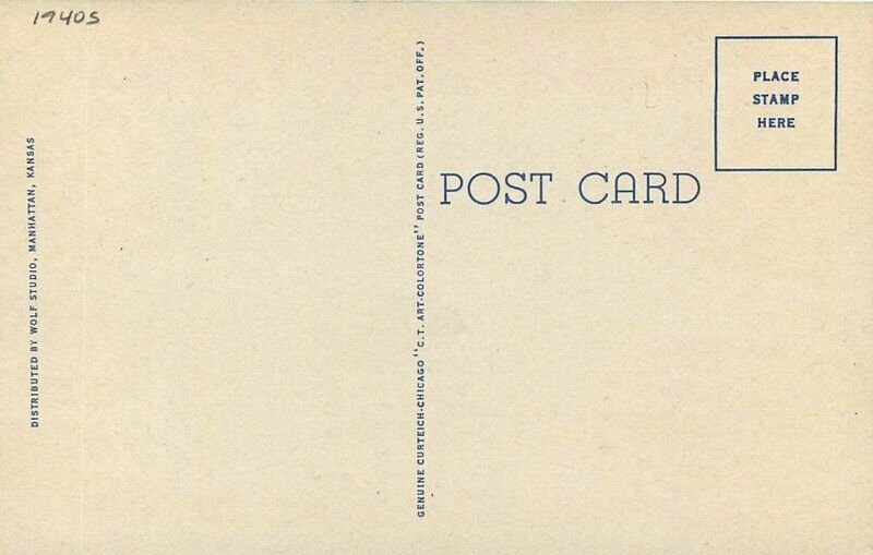 Manhattan Kansas Warren Cafe Union Bus Depot Wolf Teich 1940s Postcard 21-6790
