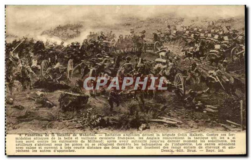 Old Postcard Panorama of the Battle of Waterloo British Army Batteries