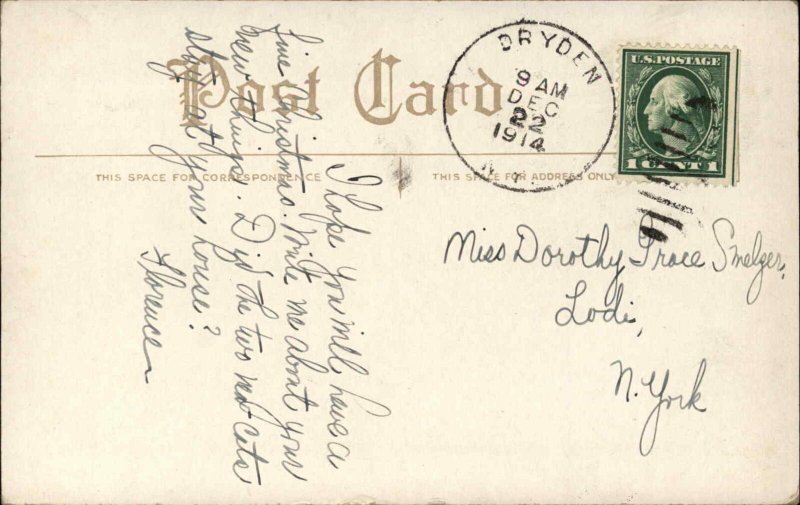 Christmas Children Candle Stocking c1910s Postcard