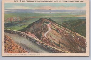 Mt Washburn Summit, Yellowstone National Park, Wyoming, 1947 Linen Postcard