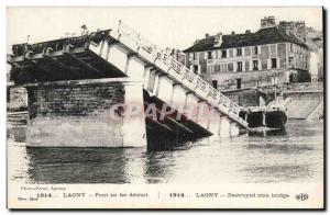 Postcard Old Bridge destroyed Lagny iron