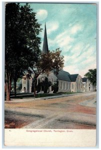 Torrington Connecticut Postcard Congregational Church Road c1908 Vintage Antique