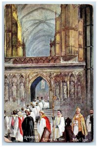 c1910 Priests Entering The Choir Rochester Cathedral Oilette Tuck Art Postcard