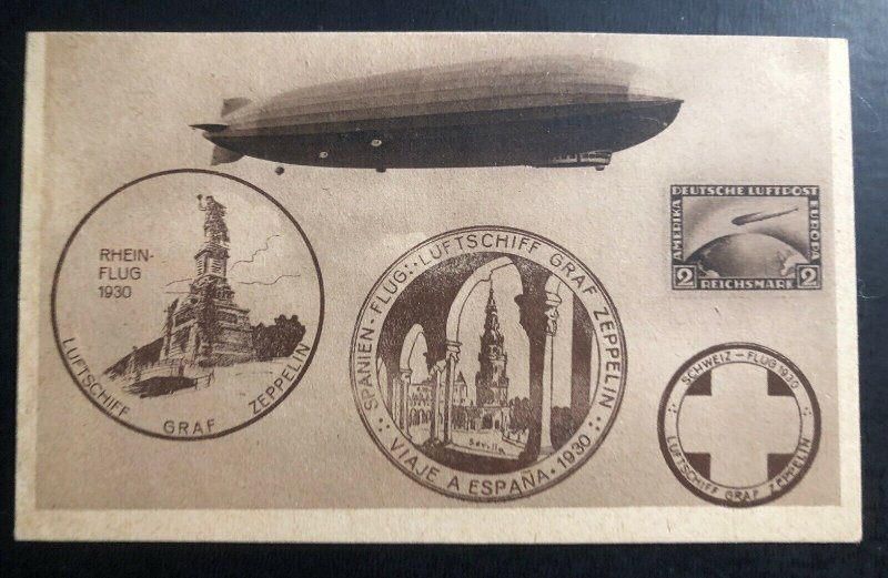 Mint Germany Picture Postcard PPC Graf Zeppelin LZ 127 1930 Flight To Spain